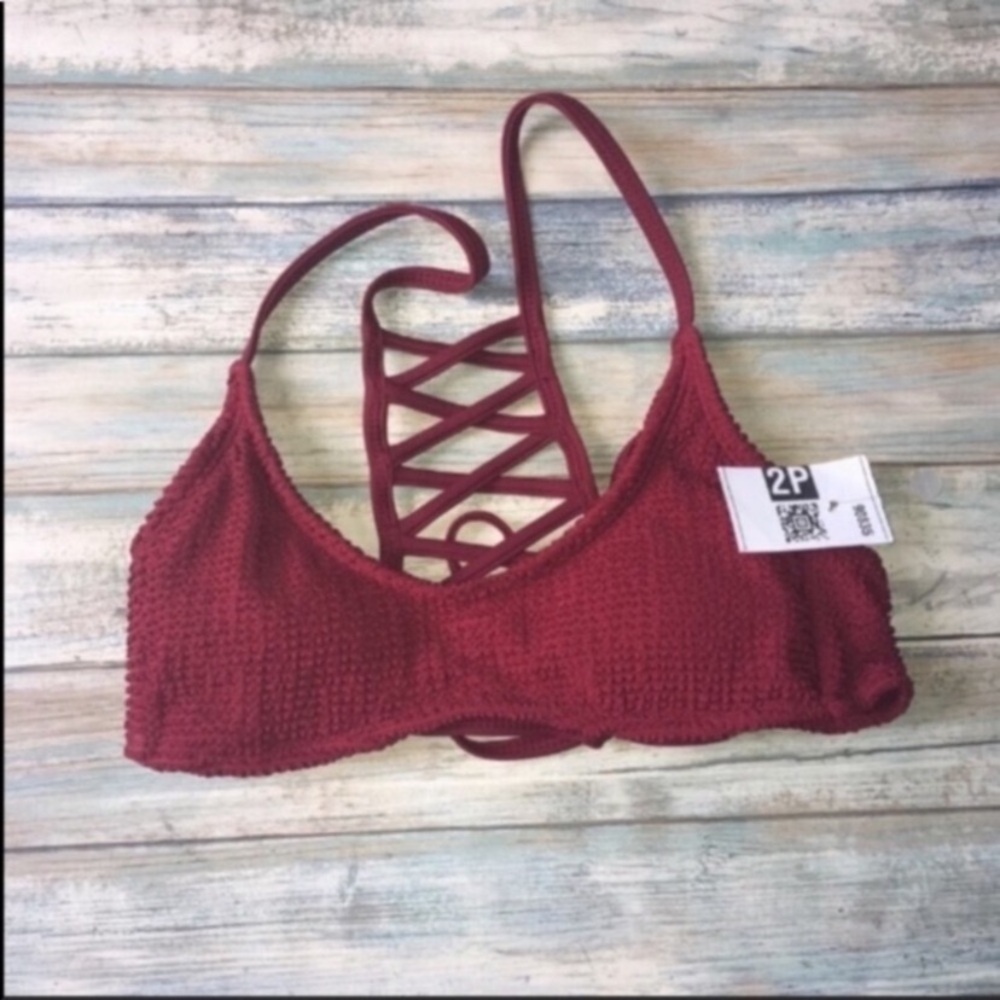Xhilaration Red Bikini Top Small Ladder Back Strappy Swim Top - Picture 2 of 6